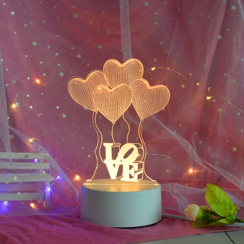 "Love" Balloon Heart 3D Multi-Colour LED Lamp
