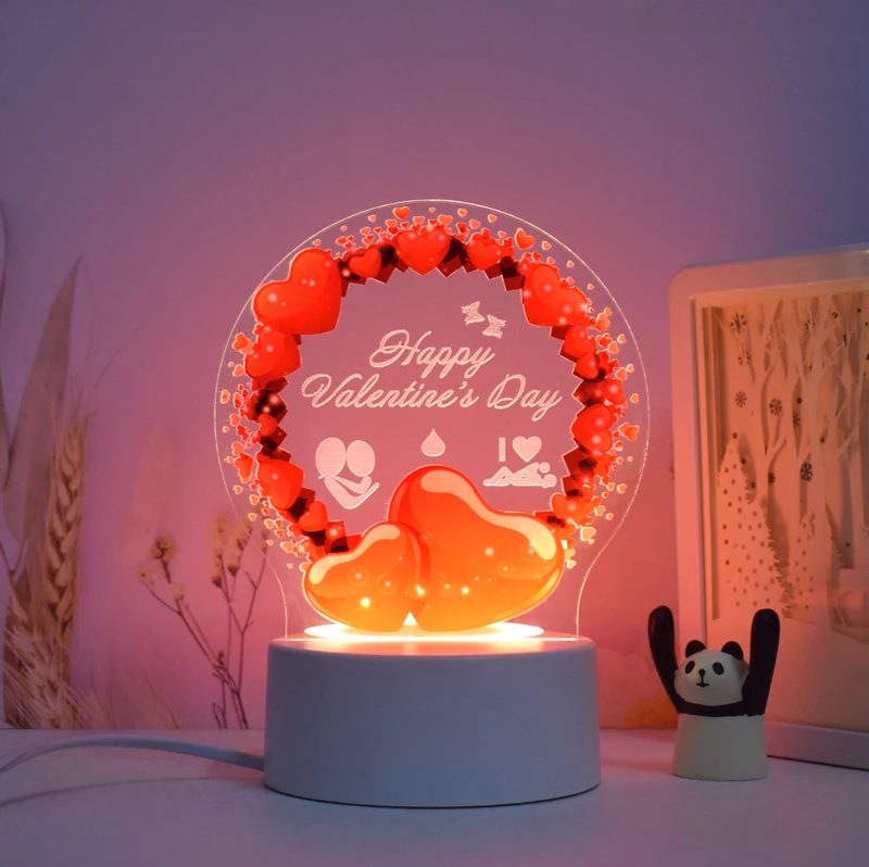 "Happy Valentines Day" Multi-Colour LED Lamp