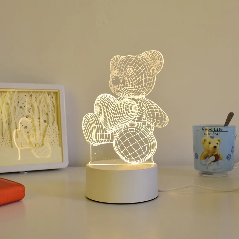 Teddy with Heart 3D Multi-Colour LED Lamp