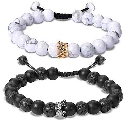 Black & White Crown Bracelet Set