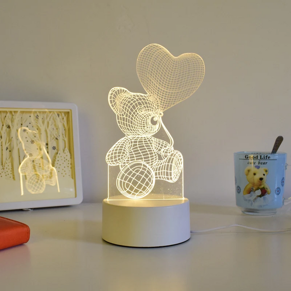 Teddy with Balloon 3D Multi-Colour LED Lamp