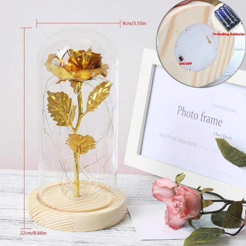 Gold Enchanted Glass Dome Rose