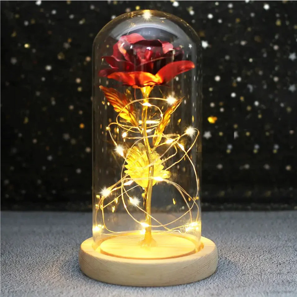 Red Enchanted Glass Dome Rose